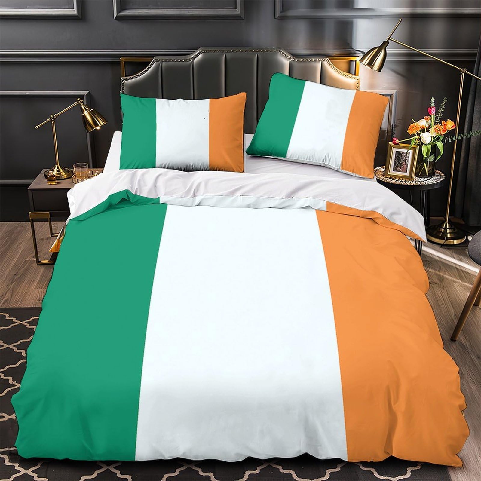Housse de couette symbole national irlandais lit 1 personne fermeture éclair