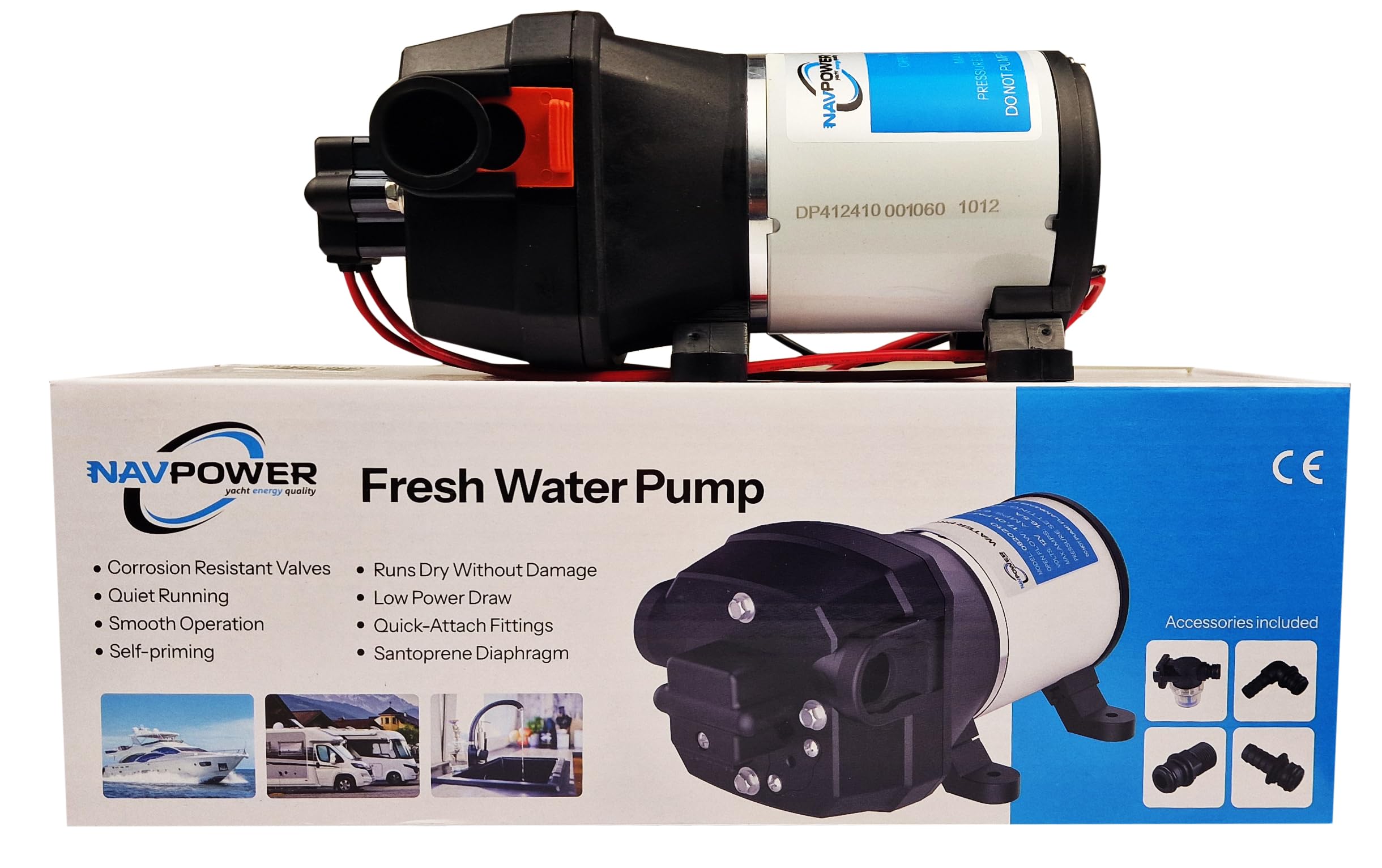 Autoclave 12V 10 L/min NAVPOWER – Pompa Acqua a Pressione 2.7 GPM, 17 PSI, con Pressostato, Ideale per Barca, Camper e Impianti Idrici