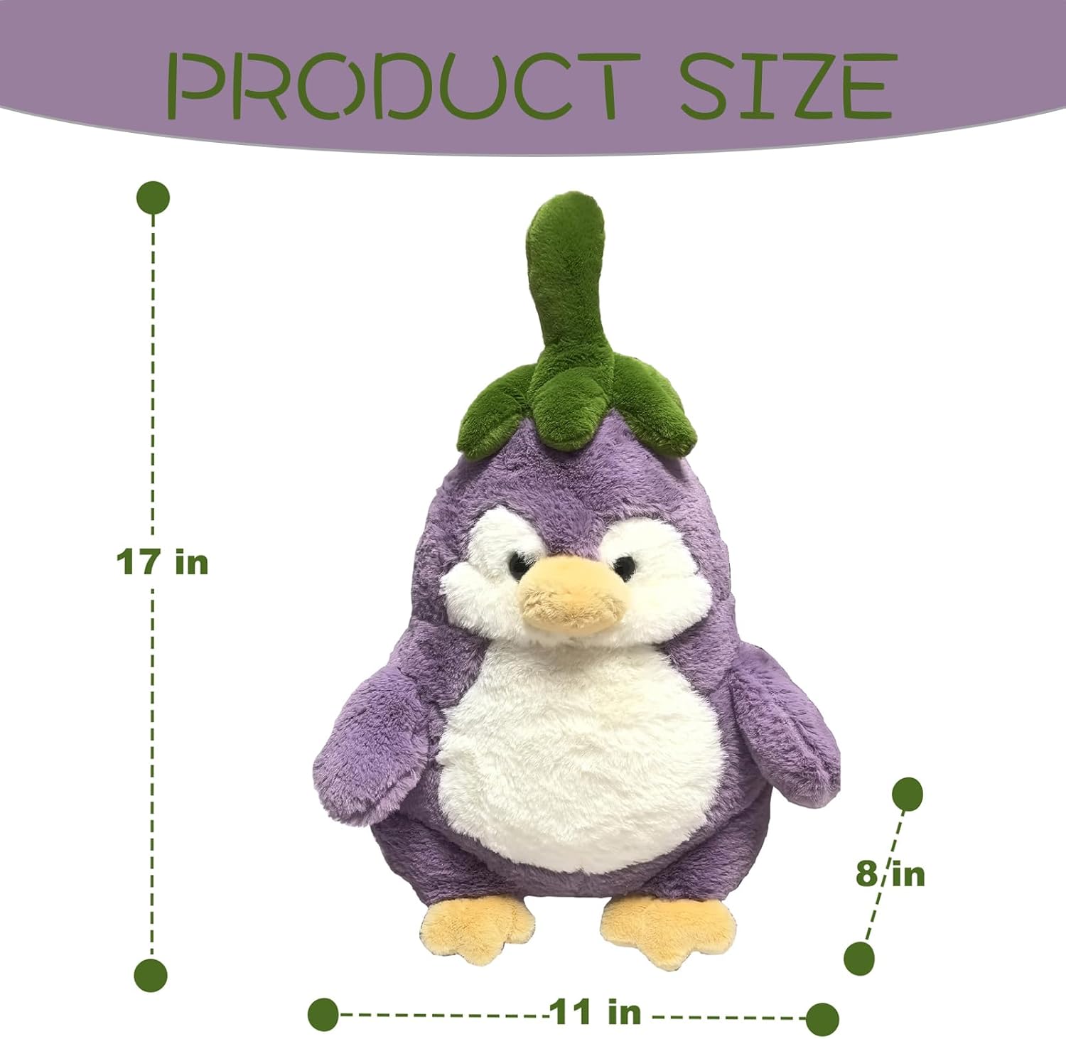 Purple Penguin Plush Toy Eggplant-Shaped Penguin Plush Stuffed Animal, Toys Purple Penguin (Size 11” / 17”) (17 inches)