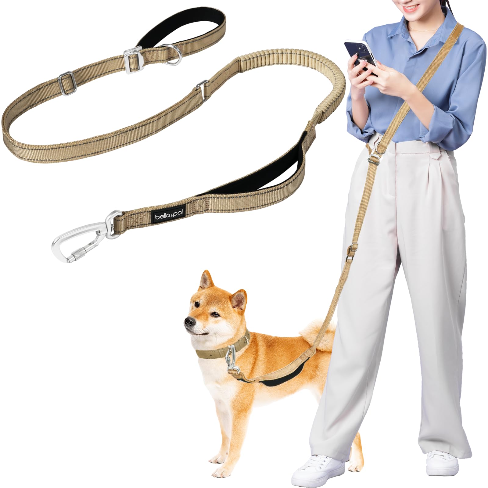 Amazon | BELLA&PAL 犬用リード ハンズフリー リード 肩掛けリード