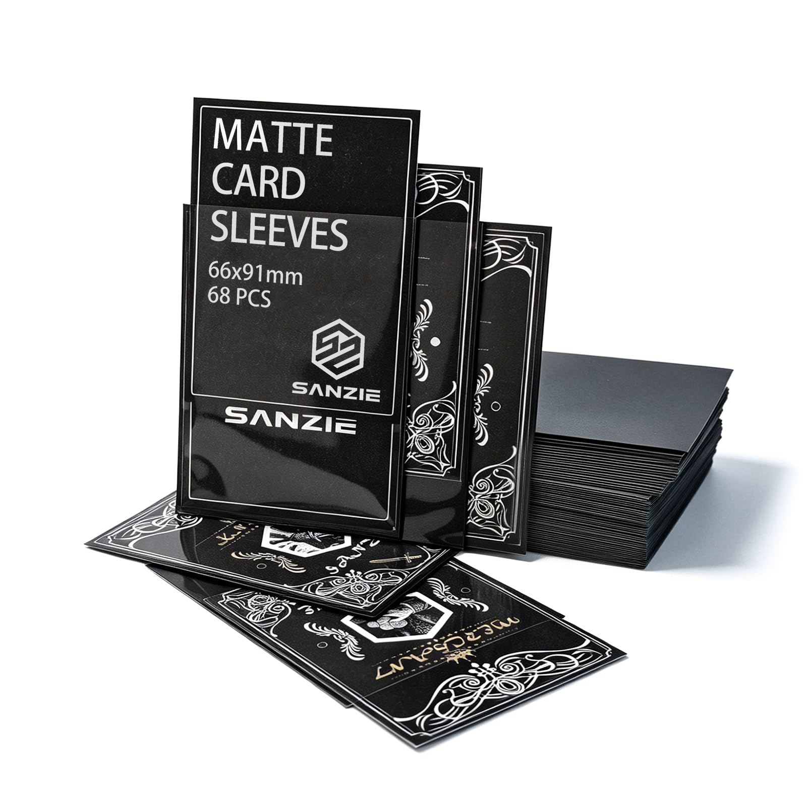 SANZIE Kartenhüllen 68 Stück kartenhülle Sammelkarten (Dunkelgrau) | Deck Protector Sleeves Karten Hüllen fit für MTG, TCG, PTCG, Sportkarten und Sammelkarten, 66 x 91 mm