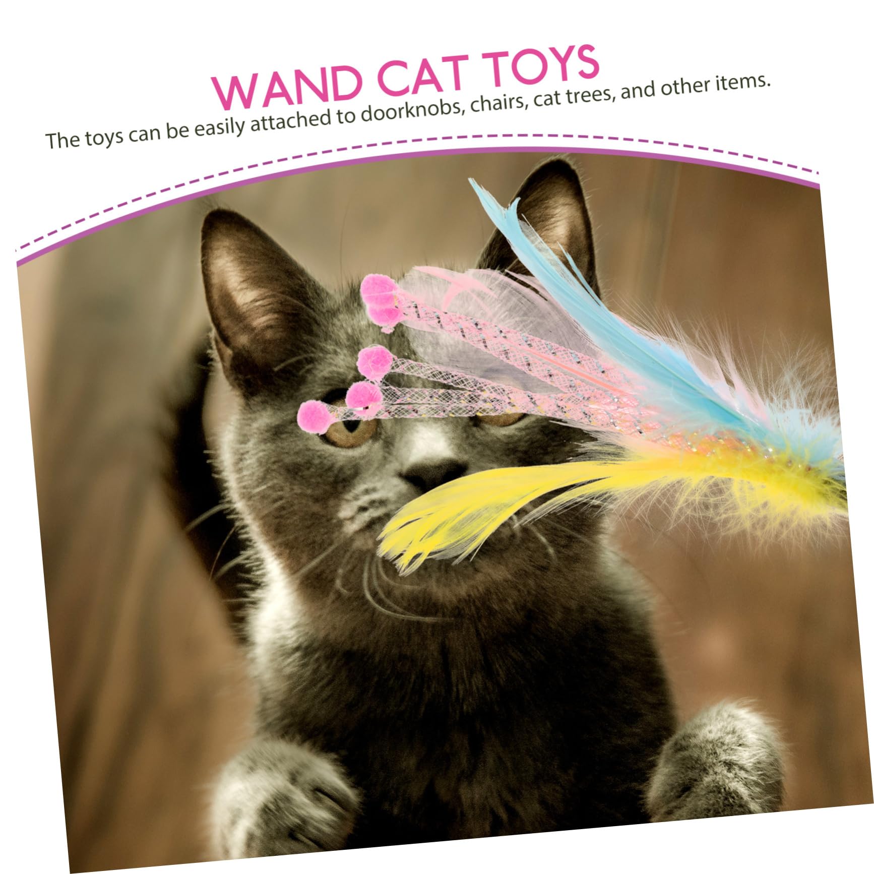 Kisangel 24pièces Jouets à Canne Multifonction pour Chats Remplacements De Plumes Interactives pour Jouets à Filer Teaser