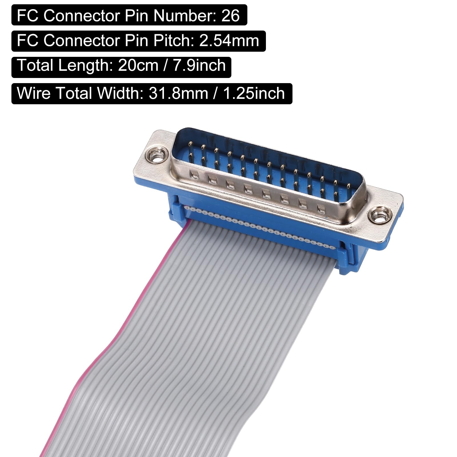 QUARKZMAN Kabel płaski IDC DB25 męski do FC-26 żeński bez 2,54 mm długość 20 cm