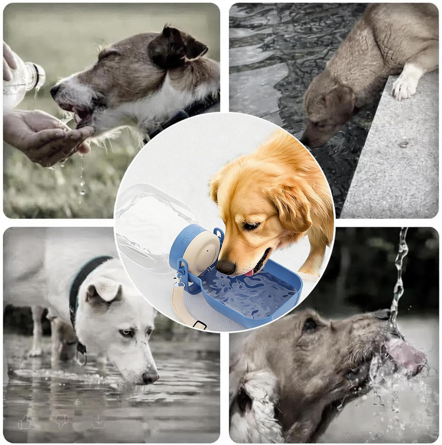Dog Water Bottle with Food Container, Travel Water Bottle (2 in 1), Dog Water Dispenser Portable Outdoor Walking Hiking Camping Essentials