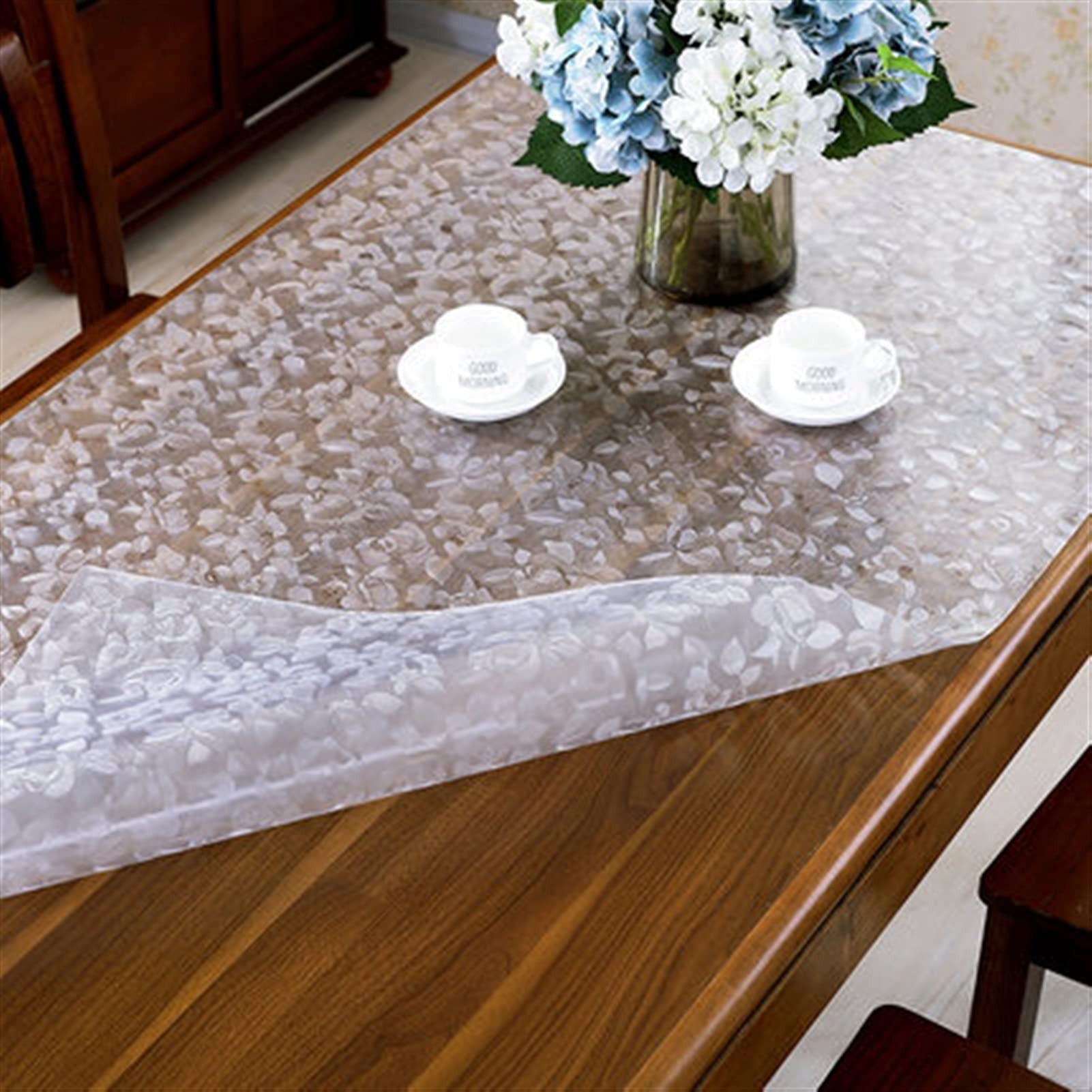 Transparent Table Cover Protector Transparent Plastic Tablecloth Pvc Table Cloths Waterproof PVC Coths Rectangle Cover Oilproof Tablecloth Soft Glass Cloth Mats Clear Protector(Light Gray,90x140cm)
