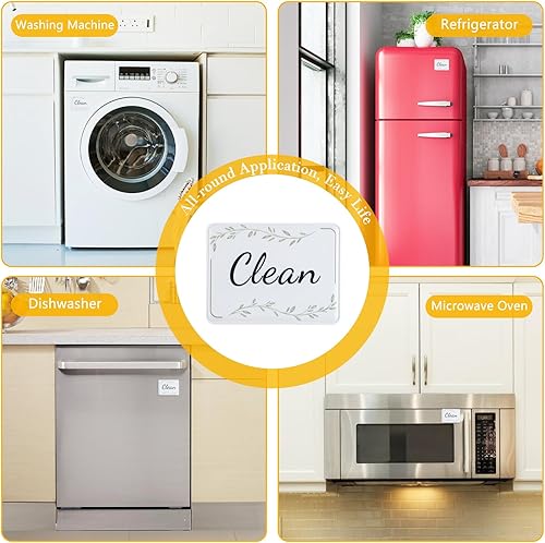 Miniatura 3 de Imán para lavavajillas Clean Dirty Sign, imán de Clean Dirty para lavavajillas, impermeable, reversible, con adhesivo Matel, hojas negras, blancas,