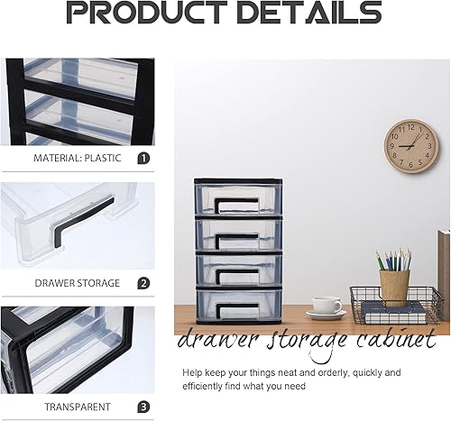 Miniatura 6 de Cajones de almacenamiento de escritorio apilables unidad de estante de cajón de plástico para dormitorio de oficina