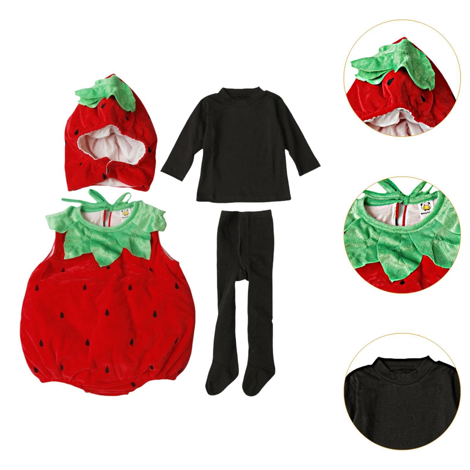 Set Costume da Frutta: Leggings con Cappuccio per Bambini E Bambine, Perfetti per Compleanni, Feste in Maschera, Carnevali E Come Accessori per Costum, Strawberry L