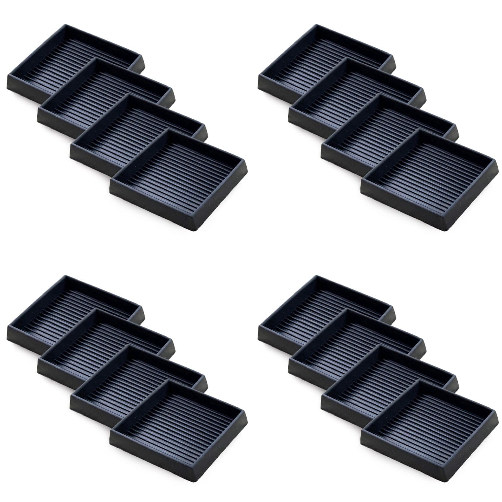 Hndhbfgrt 16Pcs Anti-Slip Furniture Pads- 2.5x2.5In Square Rubber Anti Skid Caster Cups, Leg Coasters-Couch, Chair, Bed Stoppers