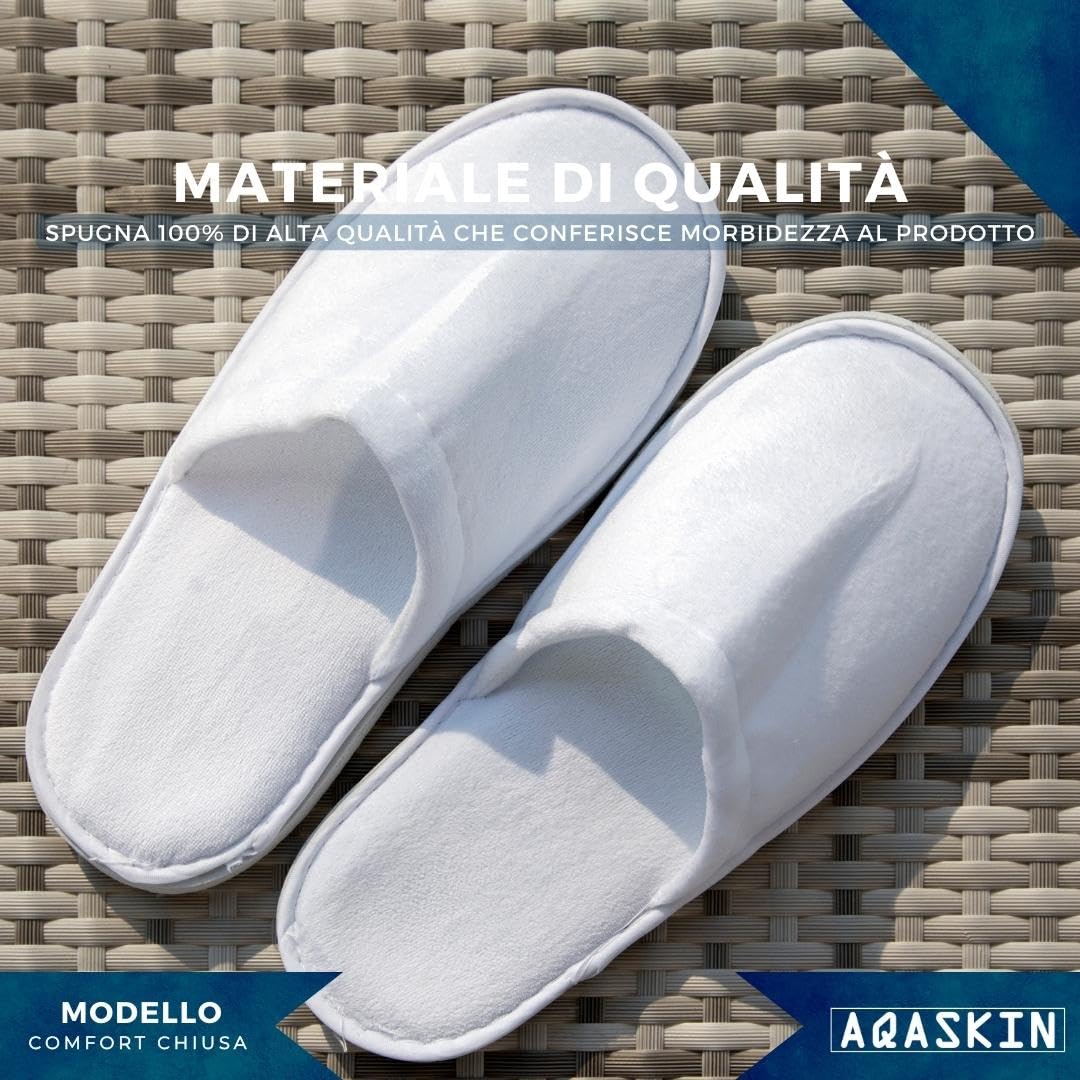 AQASKIN, Disposable Non Slip Foam Slippers, for Hotels Spas and Wellness Centers, 10 works, White, Normale - Image 4