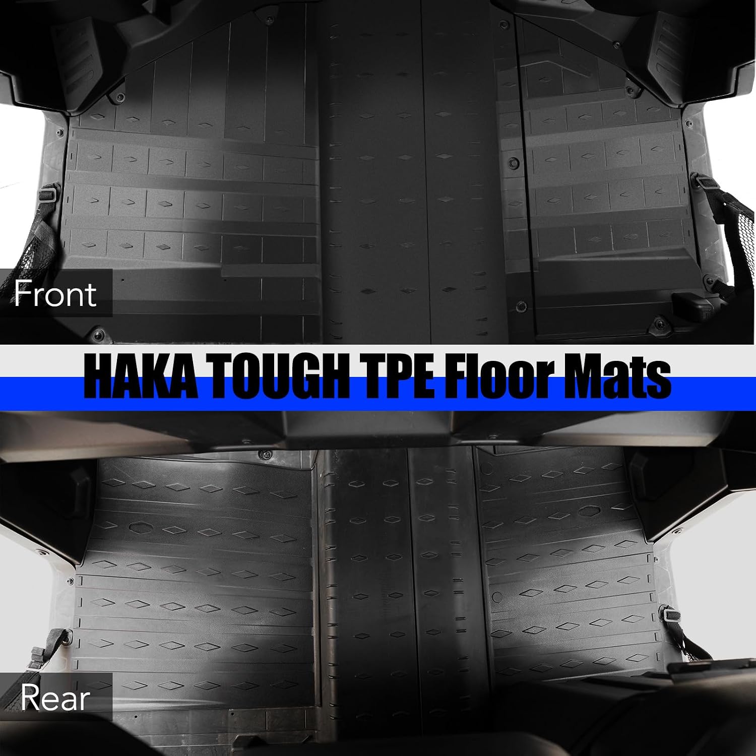 HAKA TOUGH Floor Mats for Can Am Defender Max Accessories 2016-2024, Non-Slip Design Rubber Slush Mats Floor Liners for Can-Am Defender MAX HD7 HD8 HD9 HD10 Accessories, 4PCS