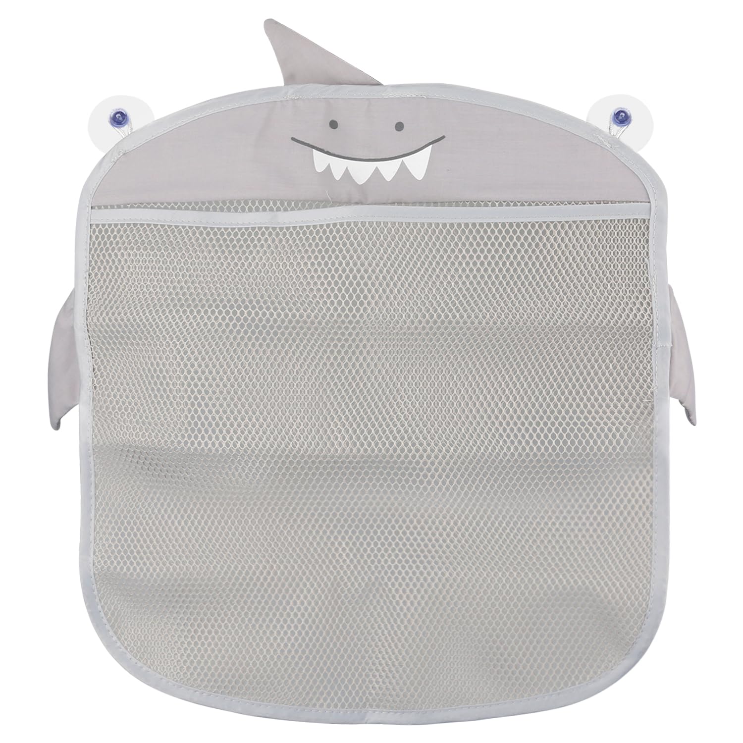 Thyonta Cartoon Shark Mesh Hanging Bag Bath Toy Hanging Organiser with Suction Cups Suitable for Bathroom Bathtub Organiser Mesh Bag