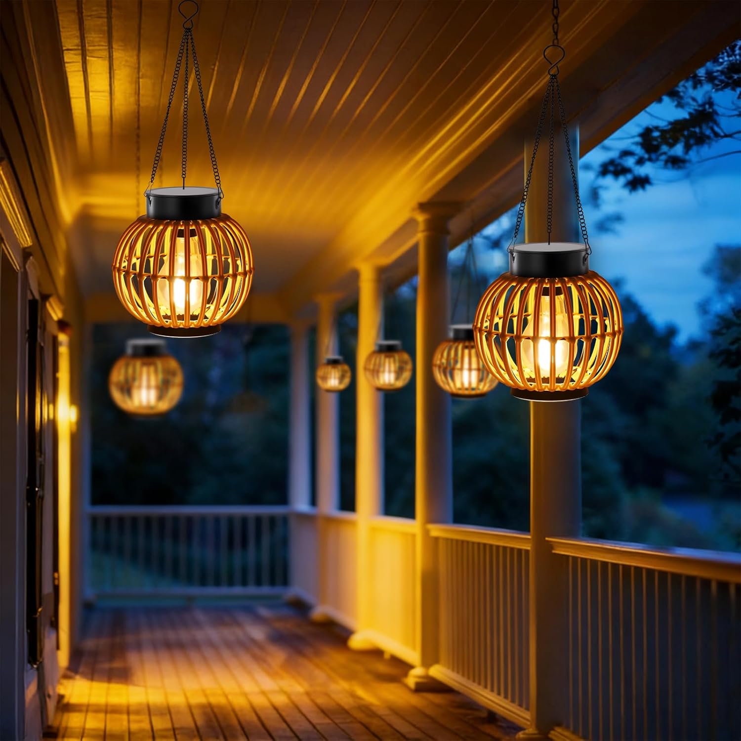 Solar Lanterns Outdoor Lights Waterproof -2 Pack Hanging Hand-Woven Lanterns, Garden Decor Gifts, Outdoor Solar Table Lamp Camping Lights, Garden, Yard, Porch, Patio Balcony, Backyard Outdoor Decor