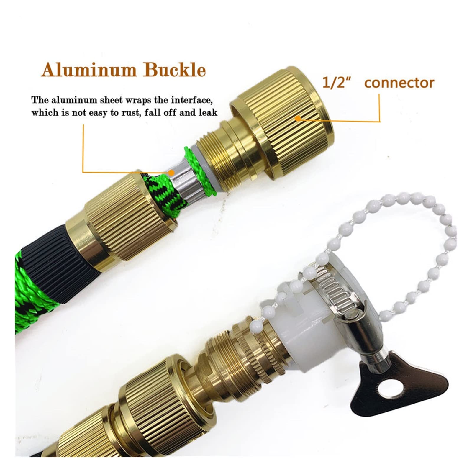 Manguera de jardín Extensible de Alta presión, Manguera de Agua Flexible, duchas, rociador de Pistola de Agua de latón for jardín(Hose Set,50FT)