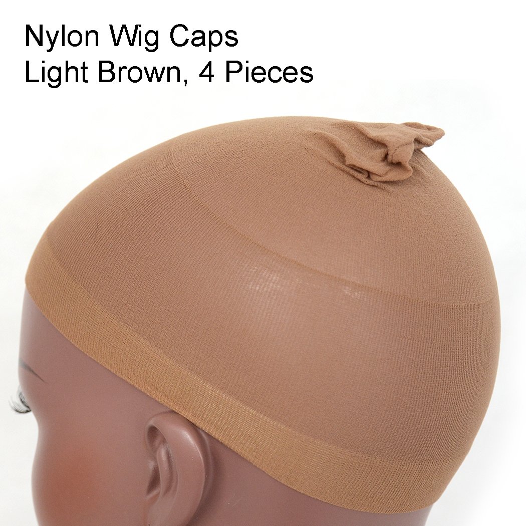 Luwigs Nylon Wig Caps,Light Brown,4 Pieces (4 Pieces, Light