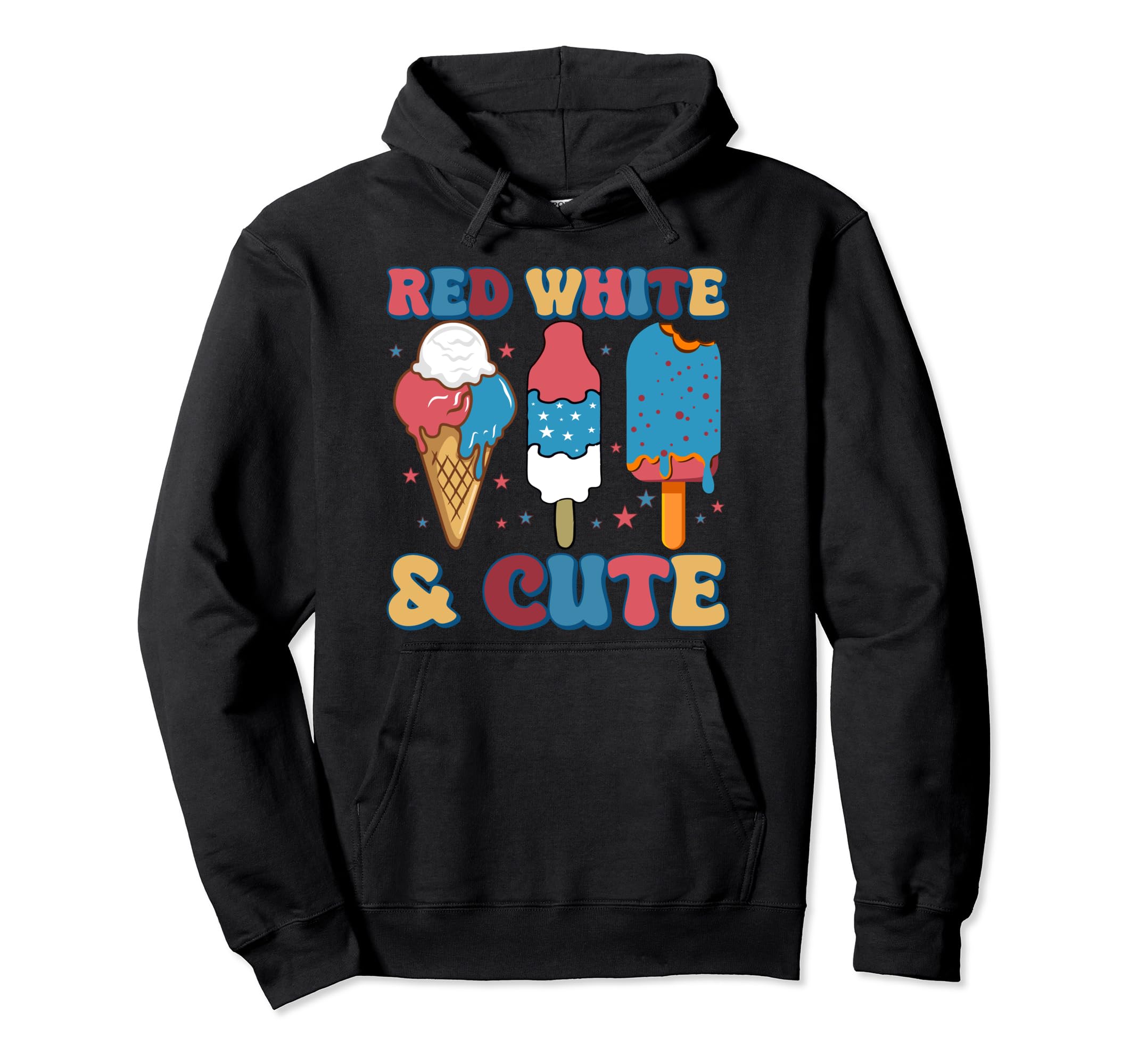 Red White Cute Popsicle Ice Cream Pullover Hoodie