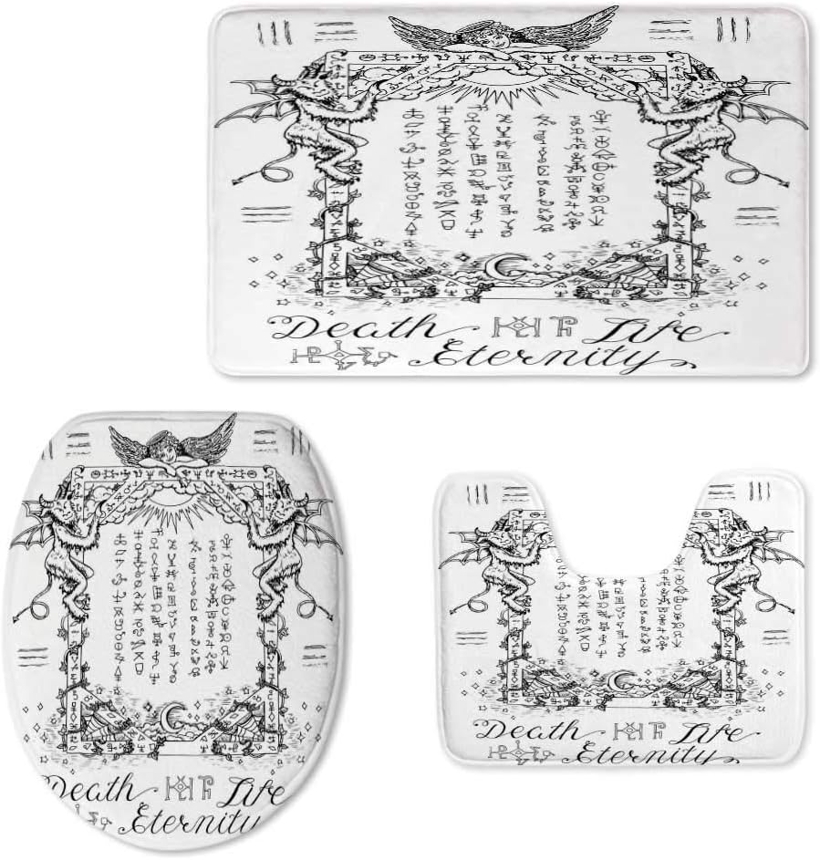 LiTAC Occult Decor Bathroom Rug Mats Set 3 Piece Toilet