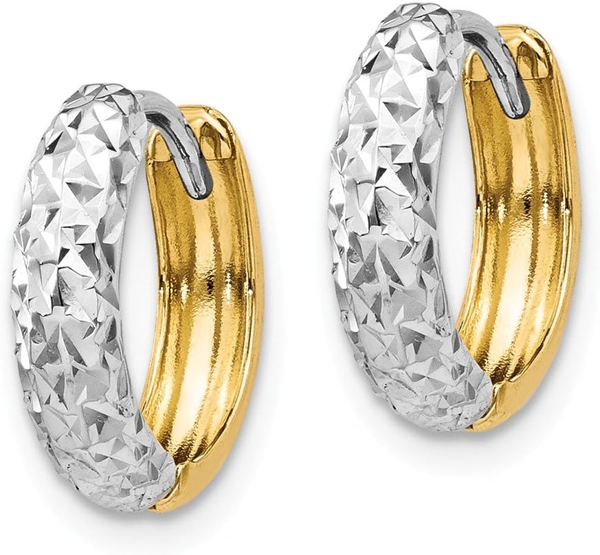 The Black Bow 14k Two-Tone Gold Reversible Huggie Round Hoop Earrings, 13mm (1/2 In) - Image 2