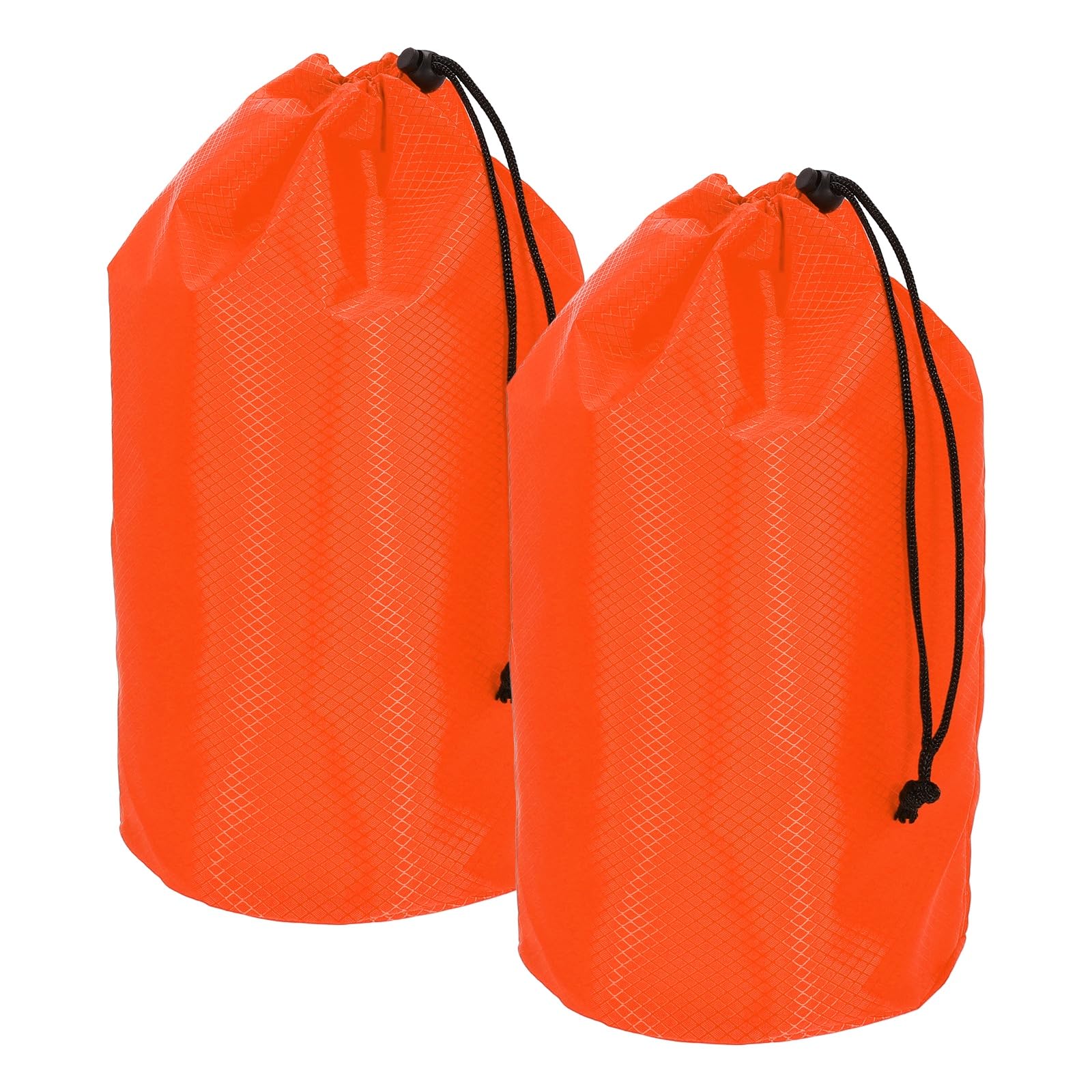 YELARXI Stuff Sack, Waterproof Ditty Bags Storage Sacks Portable Outdoor Ultralight Drawstring Dry Stuff Bag Gear with Toggle 7x13In & 2 Pack & Orange for (Backpacking Camping Hiking)
