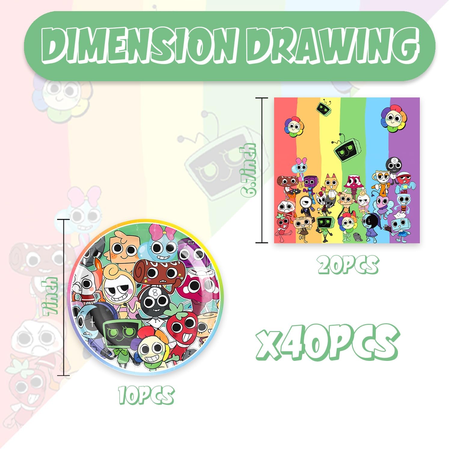 40Pcs Dandy Game Birthday Plates & Napkins Decorations image 2