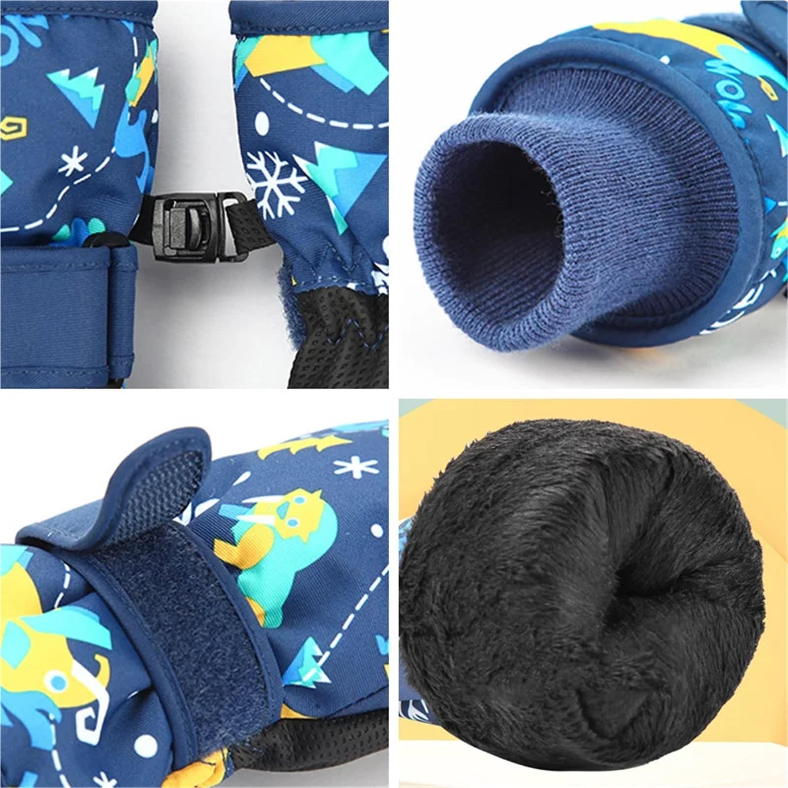 Guanti da Sci Invernali for Bambini, Guanti Impermeabili ispessiti con Dita Divise for Ragazzi e Ragazze (età 4-6), Guanti da Neve Caldi(4-6Y Pink)