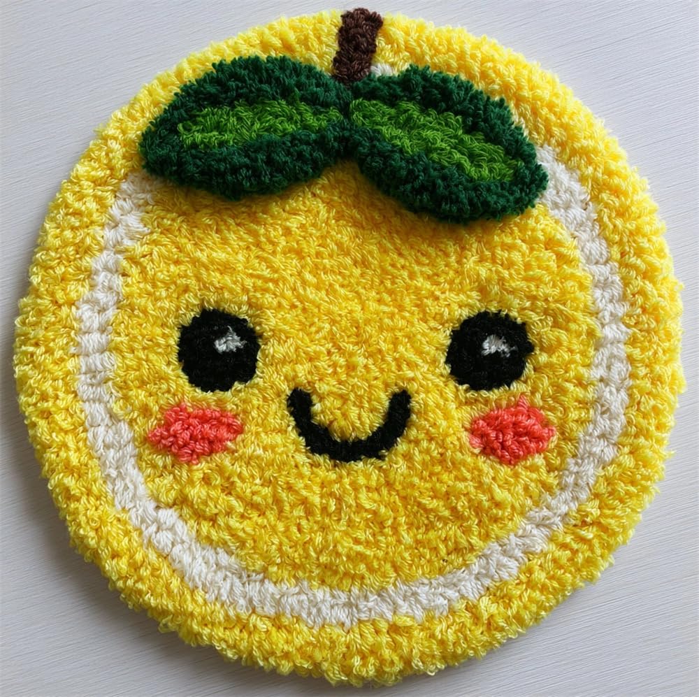kitphoenix Round Rug Making Kit Smiling Lemon