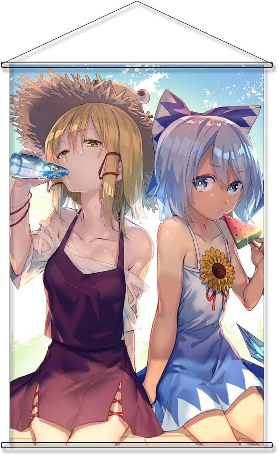 Amazon Eir タペストリー 東方project 東方プロジェクト チルノ Cirno 洩矢 諏訪子 もりや すわこ Moriya Suwako ポスター 掛ける絵 巻物 軸物 部屋飾り壁 アニメ おしゃれ 萌え 60cm 90cm アニメ 萌えグッズ 通販