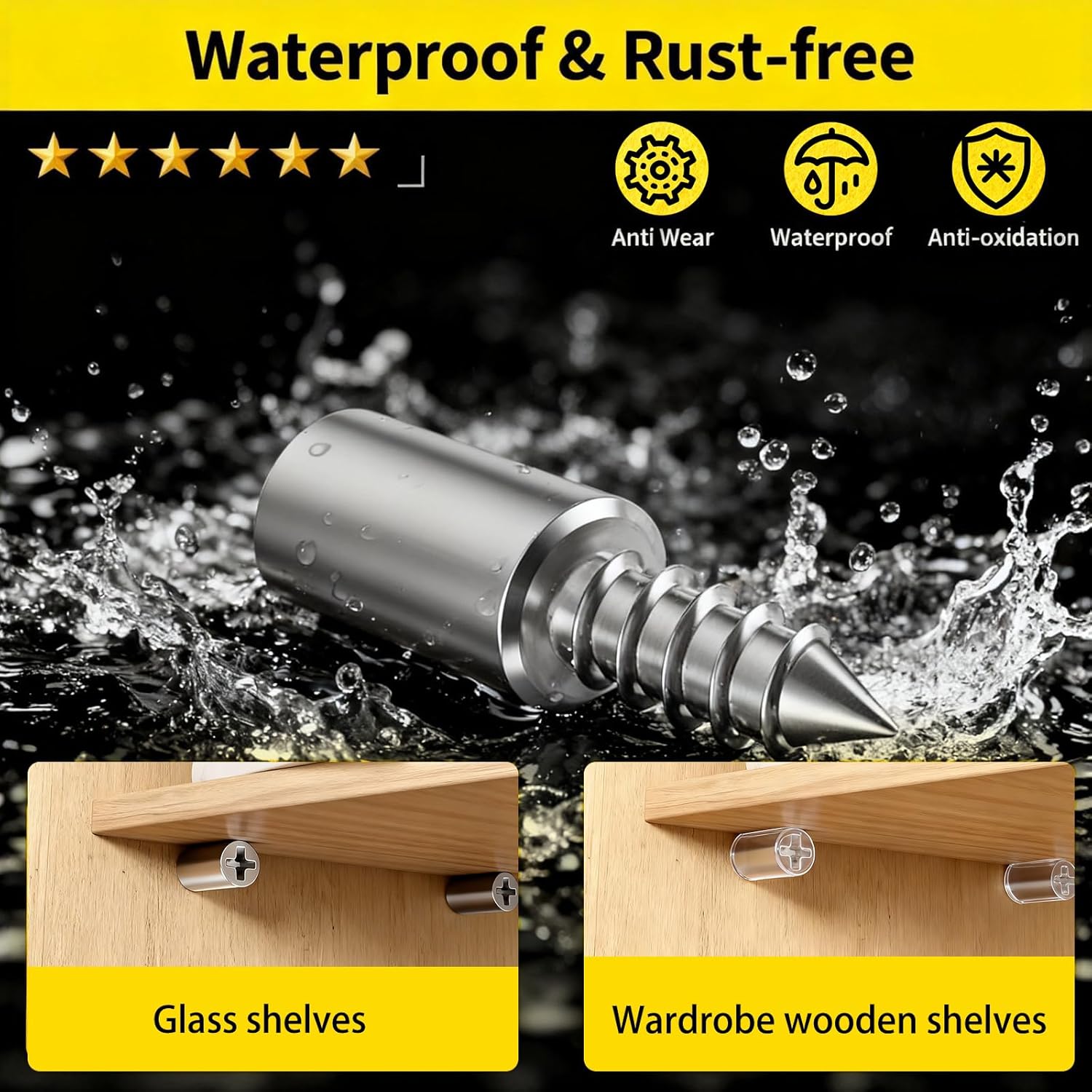 50 Pcs Self Tapping Screws Cabinet Laminate Support, Shelf Pins with Non-Slip Sleeve, Fixed Support Self-Tapping Cross Screw, Cabinet Shelf Pegs for Kitchen Utensils, Bookcases and Wardrobes