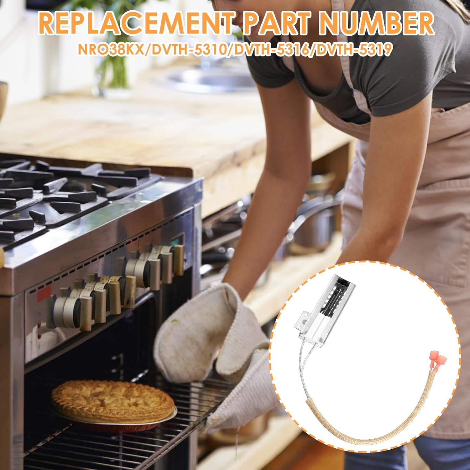2026 New Upgraded NR038KX Gas Range Oven Igniter for Thor HRG3026 HRG3080U HRG3031U HRG3618U HRG3609U HRG4804U HRG4808U LRG3001U etc