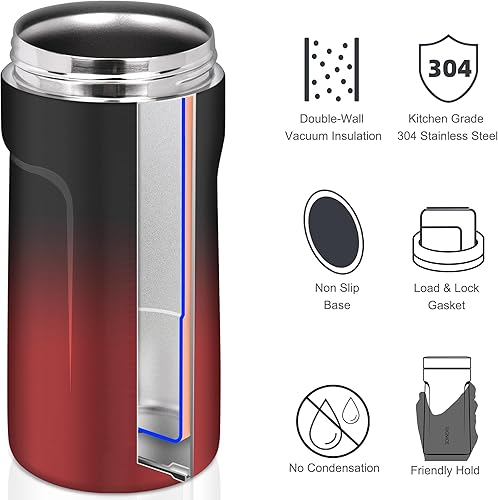 Miniatura 50 de Enfriador de latas universal aislado 3 en 1 – Aislador al vacío de doble pared de acero inoxidable delgado para botellas de cerveza de lata regular