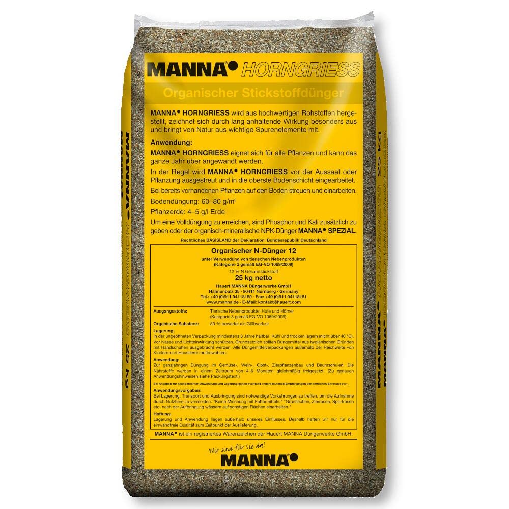 Manna Horngriess organischer Stickstoffdünger 25 kg Ubiversaldünger Blumendünger
