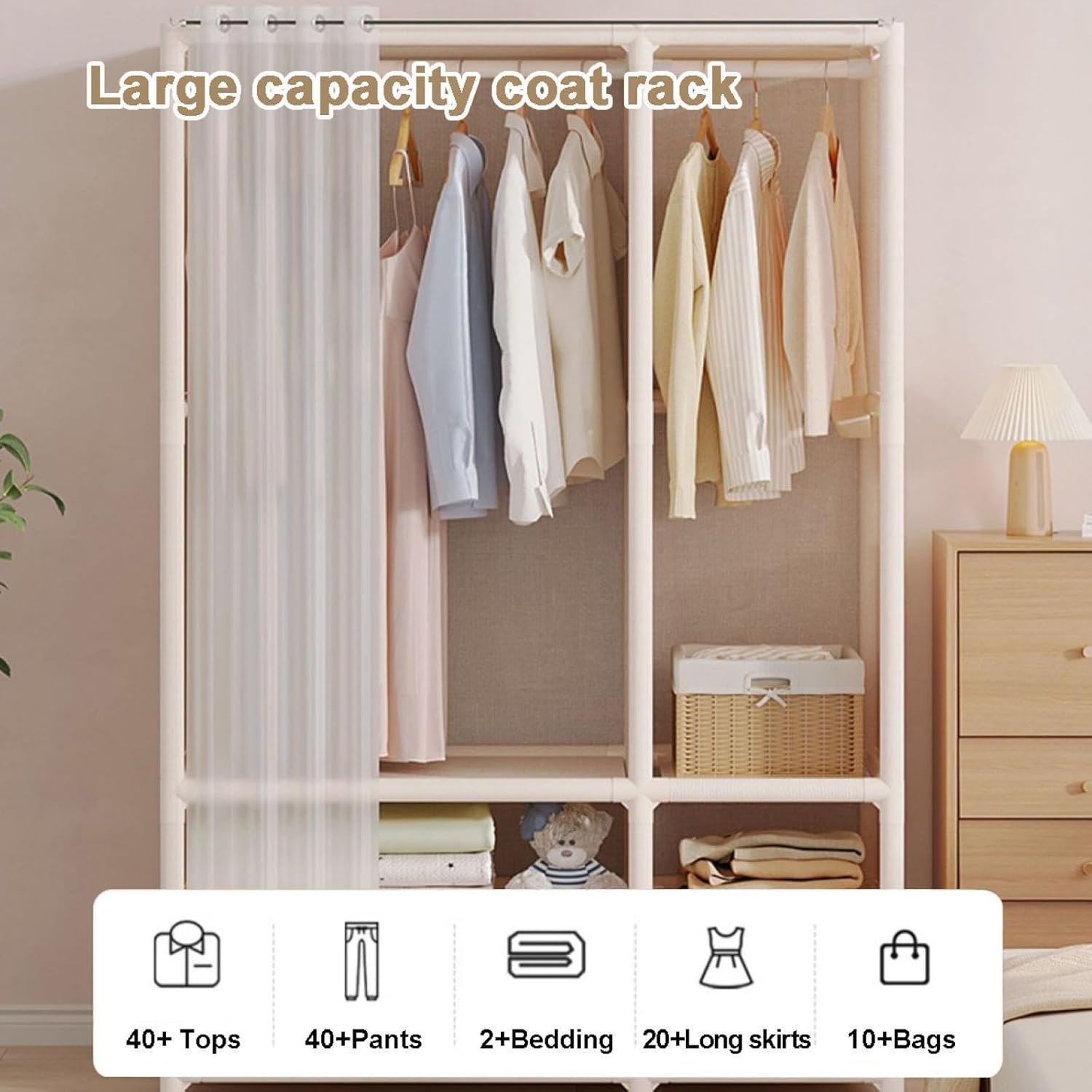 Dust Closet Household Bedroom Economic Simple Cabinet Dust Storage Shelves Rental Room Closet Strong and Durable