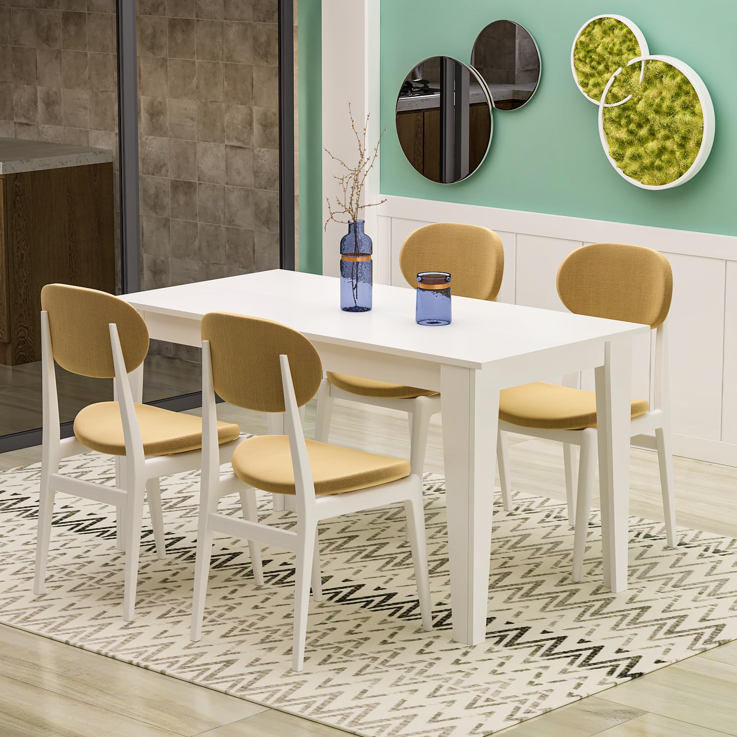 Homidea SHIMAL Tavolo da pranzo per 4 persone - Tavolo da cucina moderno con piano stabile - 120 x 72 x 73,8 cm - Tavolo da sala da pranzo per cucina e soggiorno (bianco)