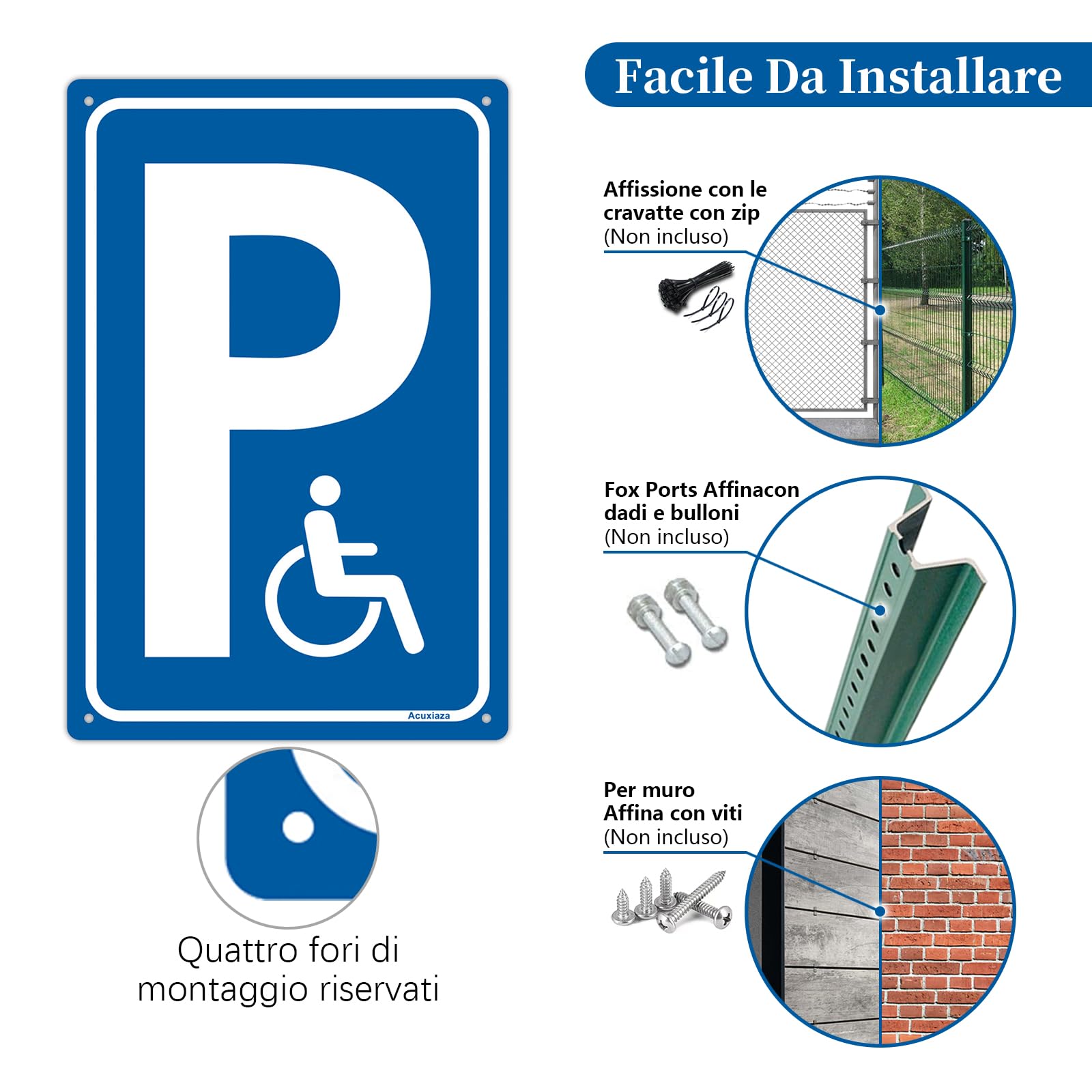 Ampere | Set di dime per segnaletica | simbolo parcheggio disabili alt x largh 600 x 500 mm | 12 dime | scatola | Leroy Merlin