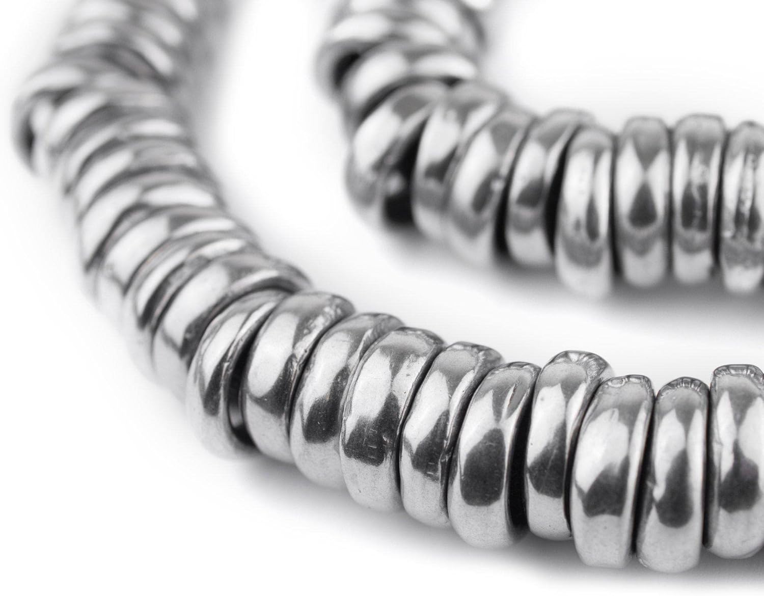 The Bead Chest Mursi-Style Aluminum Cube Beads (10mm): Tribal Metal Spacers