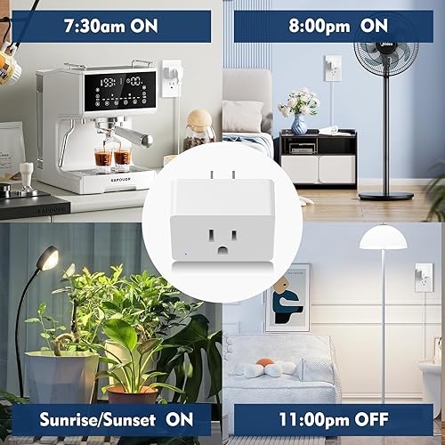 Miniatura 4 de Paquete de 4 enchufes inteligentes, salidas WiFi que funcionan con Alexa y Google Assistant, 15A/1800W Max, enchufes inteligentes con control