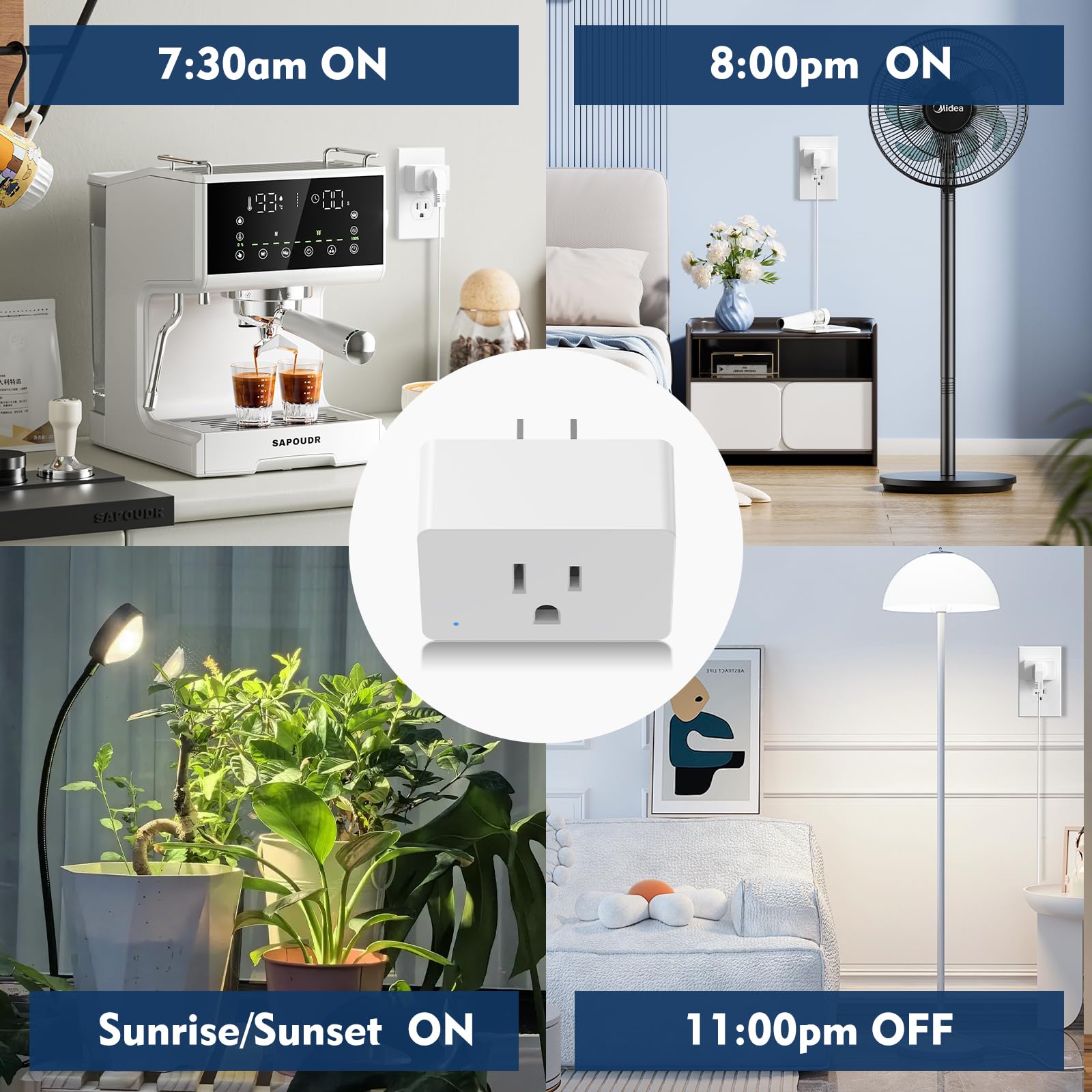 2 Pack Smart Plugs WiFi Outlets Compatible with Alexa Google Assistant 15A 1800W Max Smart Socket with Timer — view 4