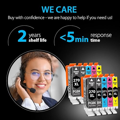 Miniatura 6 de Smart Ink Cartucho de tinta de repuesto compatible para Canon PGI 270 XL CLI 271 XL PGI-270XL CLI-271XL 10 unidades para usar con MG7720 TS9020
