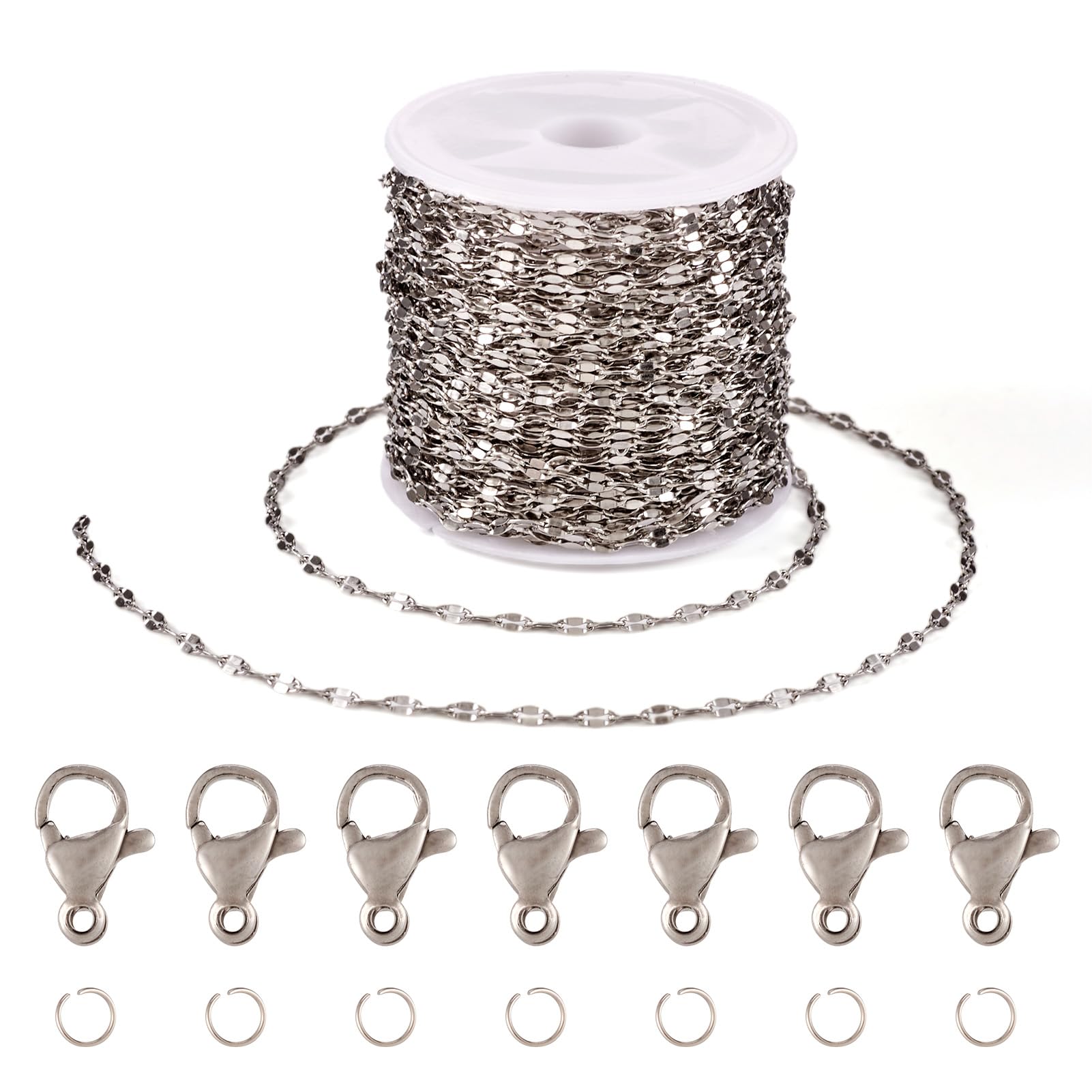 Pandahall 32.8 Feet Stainless Steel Chains Twist Dapped Chains Metal Jewelry Chains Craft Necklace Chains for Jewelry Making Hanging Chain with Jump