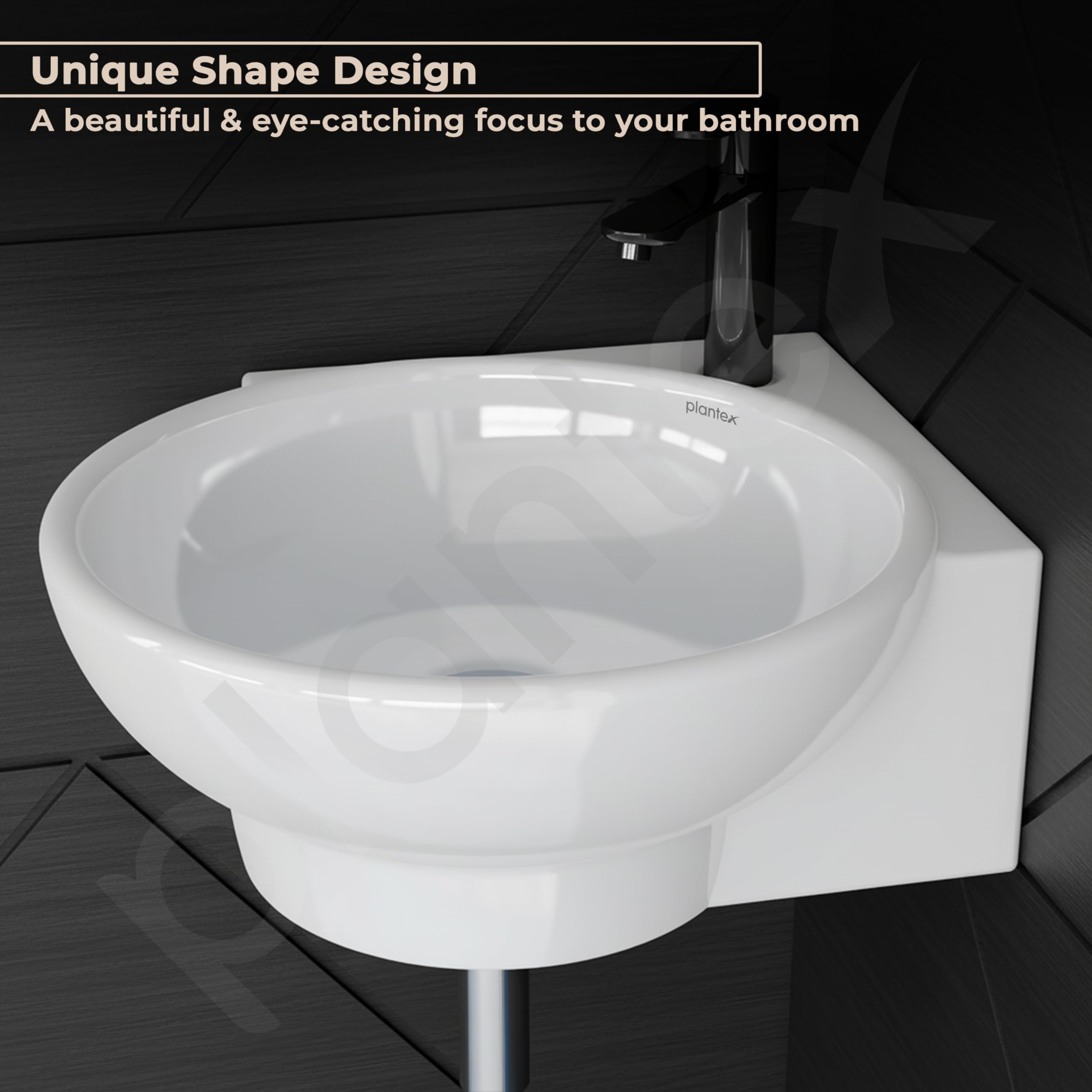 Plantex Lily Ceramic Corner Basin - White -8 Plantex Lily Ceramic Corner Basin - White -8