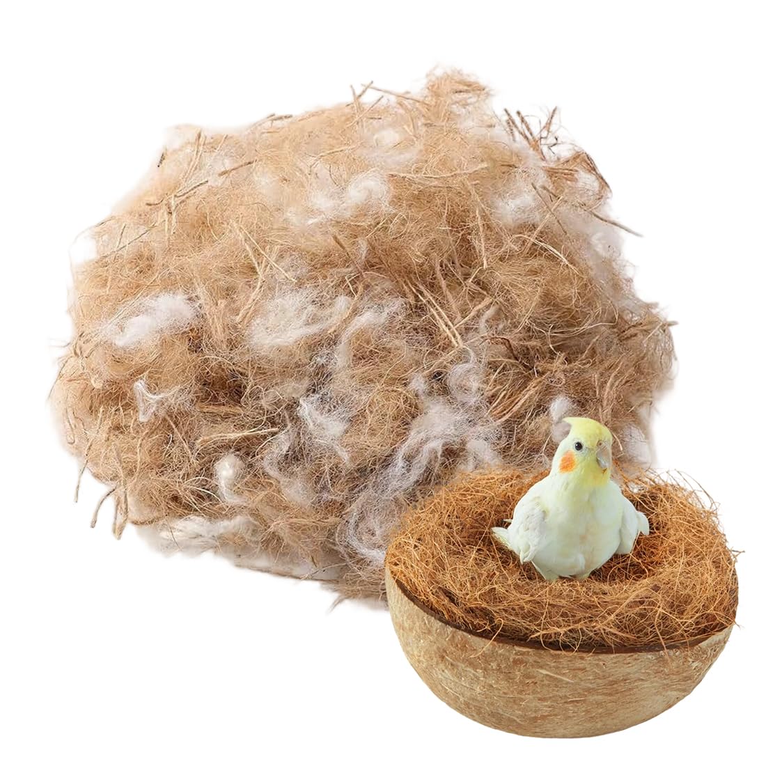 Matériau Naturel Pour Nidification d'Oiseaux, Mélange de Paille, Jute, Soie et Coton, Idéal Pour Nids de Canaris, Perruches et Autres Oiseaux, 40g