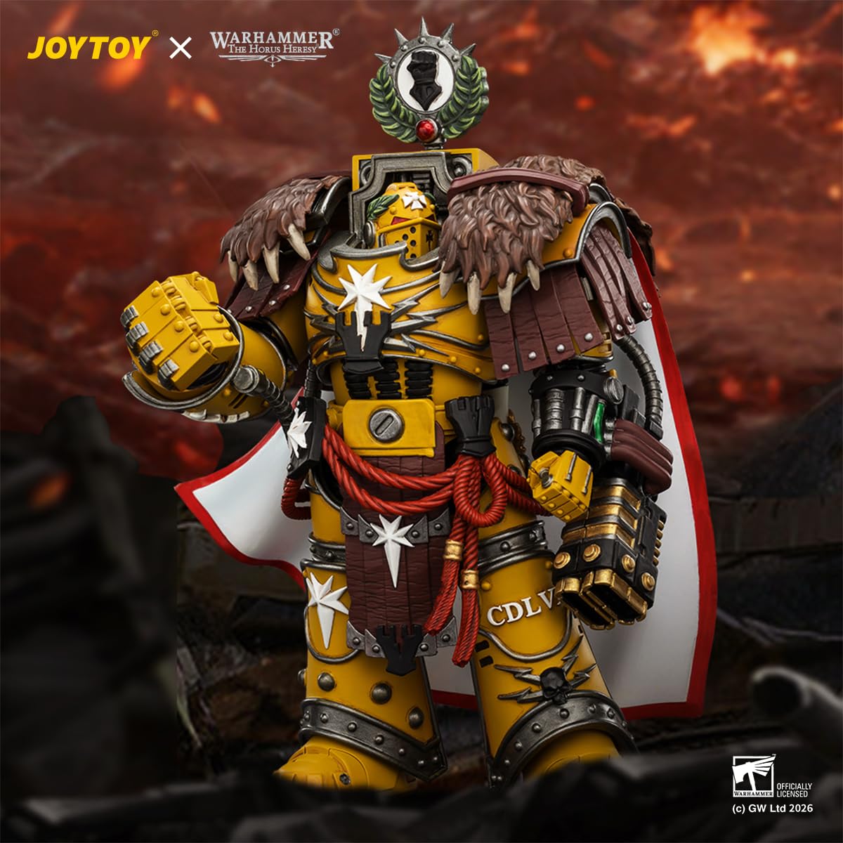 JOYTOY Imperial Fists Warhammer 40K 1/18 figurki akcji Imperial Fists Lord Castellan Evander i MkIII Armour Legion Pretor, 2 zestaw kolekcjonerski model