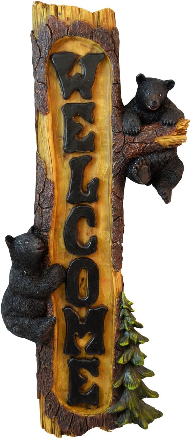 Vertical Kitchen Signs Wall Decor - Black Bear Welcome Home Sign Outdoor Wall Hangings Decor - Black Bear Decor House Welcome Sign Home Gifts for Family Wall Plaque - Black Bear Wall Decoration 18.5"
