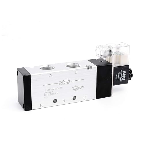Miniatura 3 de SNS Válvula electromagnética eléctrica 52 puerto 12 NPT entrada sola bobina piloto 4V410-N15DC24V