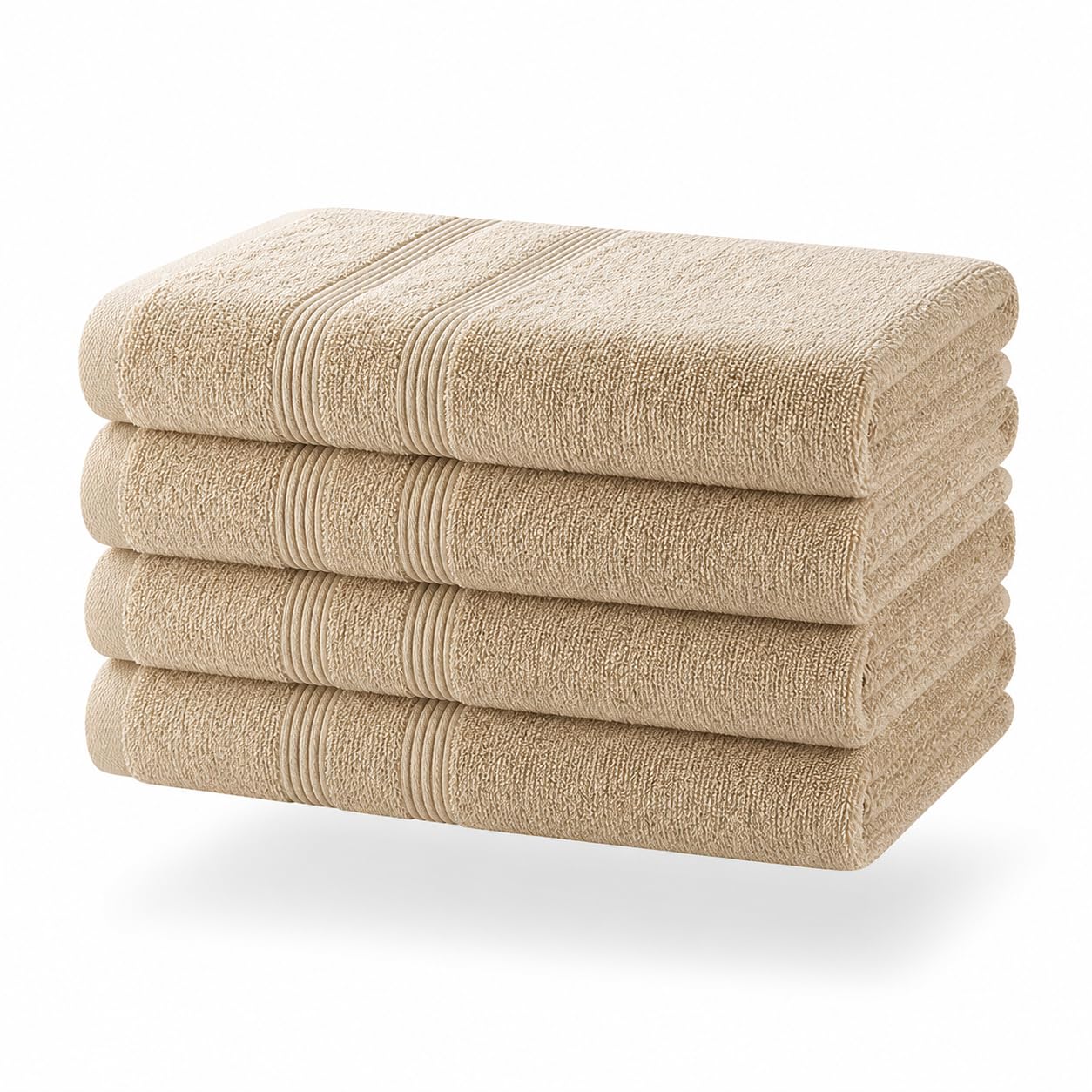 Hand Towels Pack of 4 – Budget Range Recycled Cotton Rich Yarn Hand Towels for Bathroom | 450 GSM Soft Highly Absorbent Hand Towel – 50 X 80 cm Hand Towels with Ribbed Border for Spa, Hotel & Bathroom