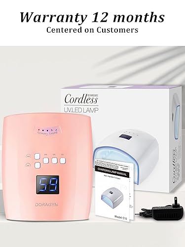 Miniatura 4 de DORAGYM Lámpara de uñas LED UV recargable rosa y guantes UV para uñas negro