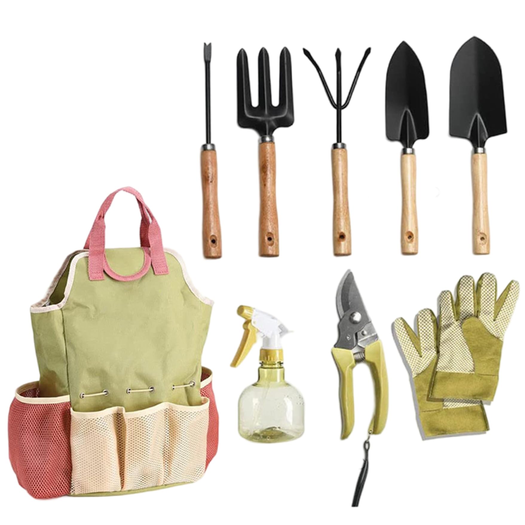 Kit de Herramientas de jardinería Juego de Herramientas de jardín de Alta Resistencia de 9 Piezas con empuñaduras ergonómicas Antideslizantes Pala Resistente a la oxidación Paleta rastrillo podado