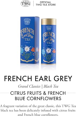 TWG Tea | French Earl Grey | Loose Leaf Black Tea | Bergarmot & Blue Cornflowers | Haute Couture Tin, 100g | Gift Set