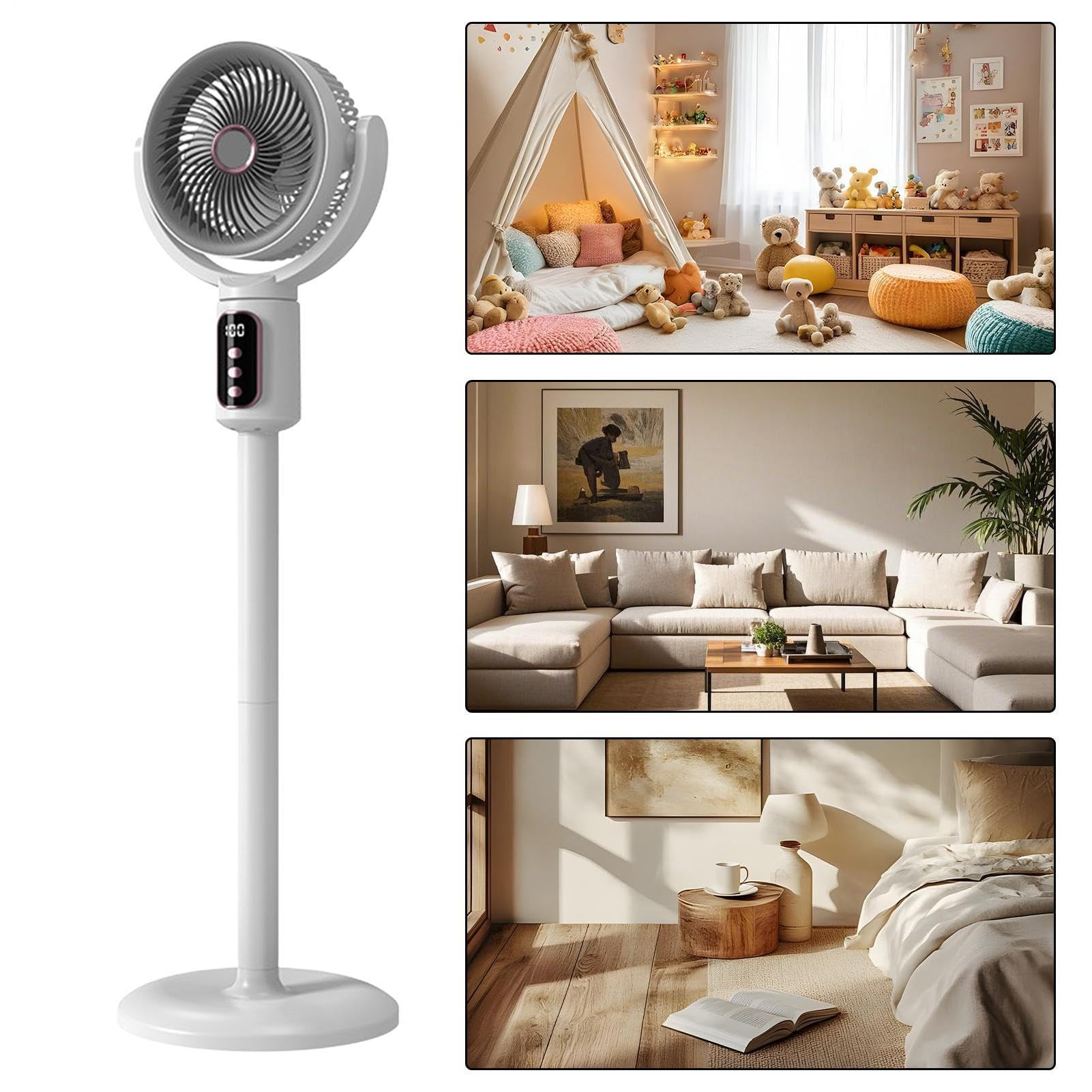 Generico Ventilatore A Piantana Oscillante Display Altezza 5 Velocità | Ventilatore a piedistallo per uso domestico per proprietari di case, inquilini, uffici, dormitori, camere da , studio
