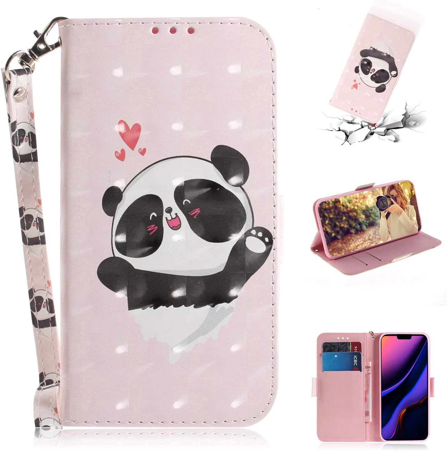 sinogoods For Apple iPhone 11 Pro Max Case, Flip Slim Fit Premium PU Leather Case, Stand Wallet Card Case Cover - Love bear